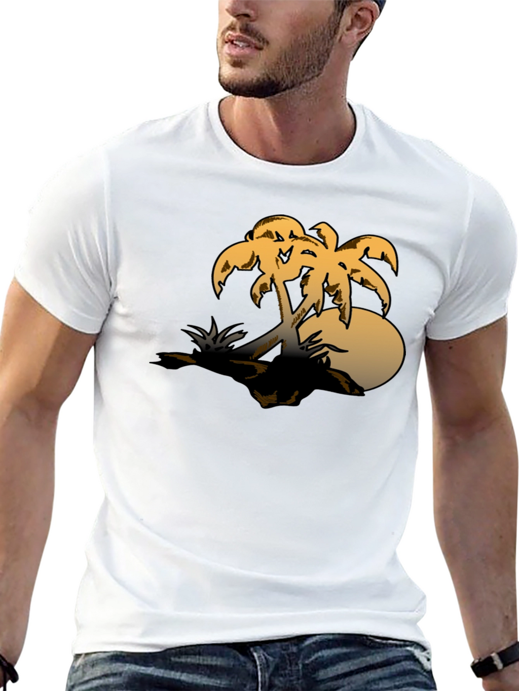Tropical Palm Tree Graphic Tee - Sunset Island Vibes