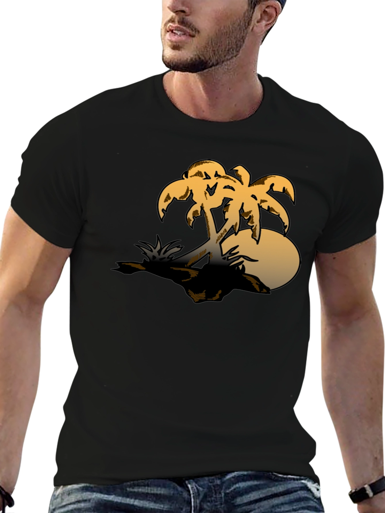 Tropical Palm Tree Graphic Tee - Sunset Island Vibes
