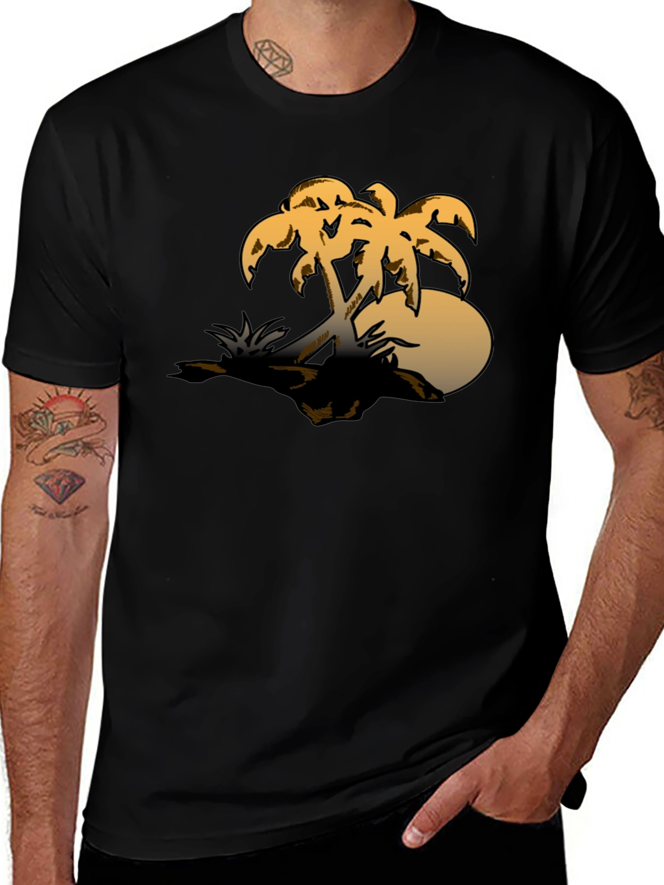 Tropical Palm Tree Graphic Tee - Sunset Island Vibes