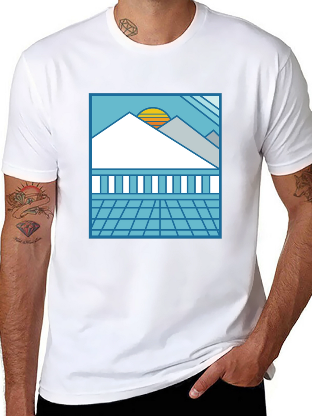 Synthwave Graphic Tee - Black Retro Sunset T-Shirt