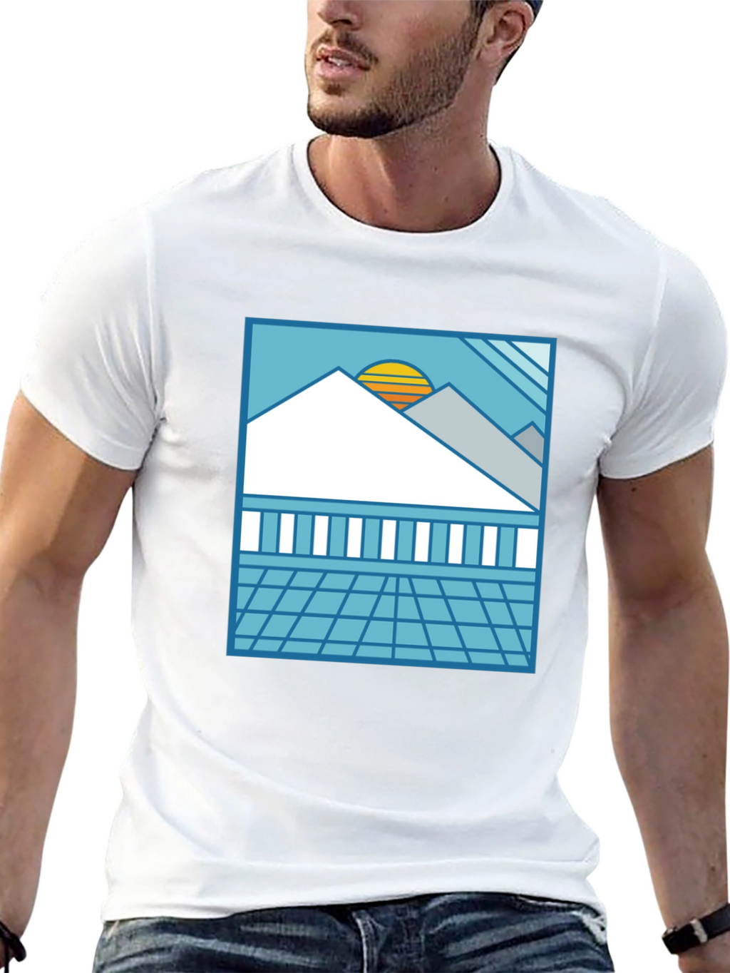 Synthwave Graphic Tee - Black Retro Sunset T-Shirt