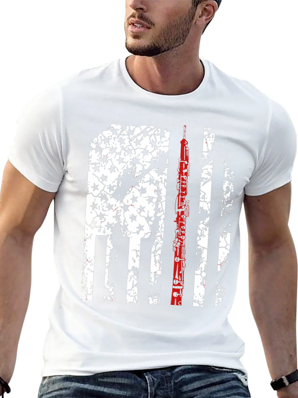 Oboe Flag Graphic Tee - Patriotic Musician T-Shirt