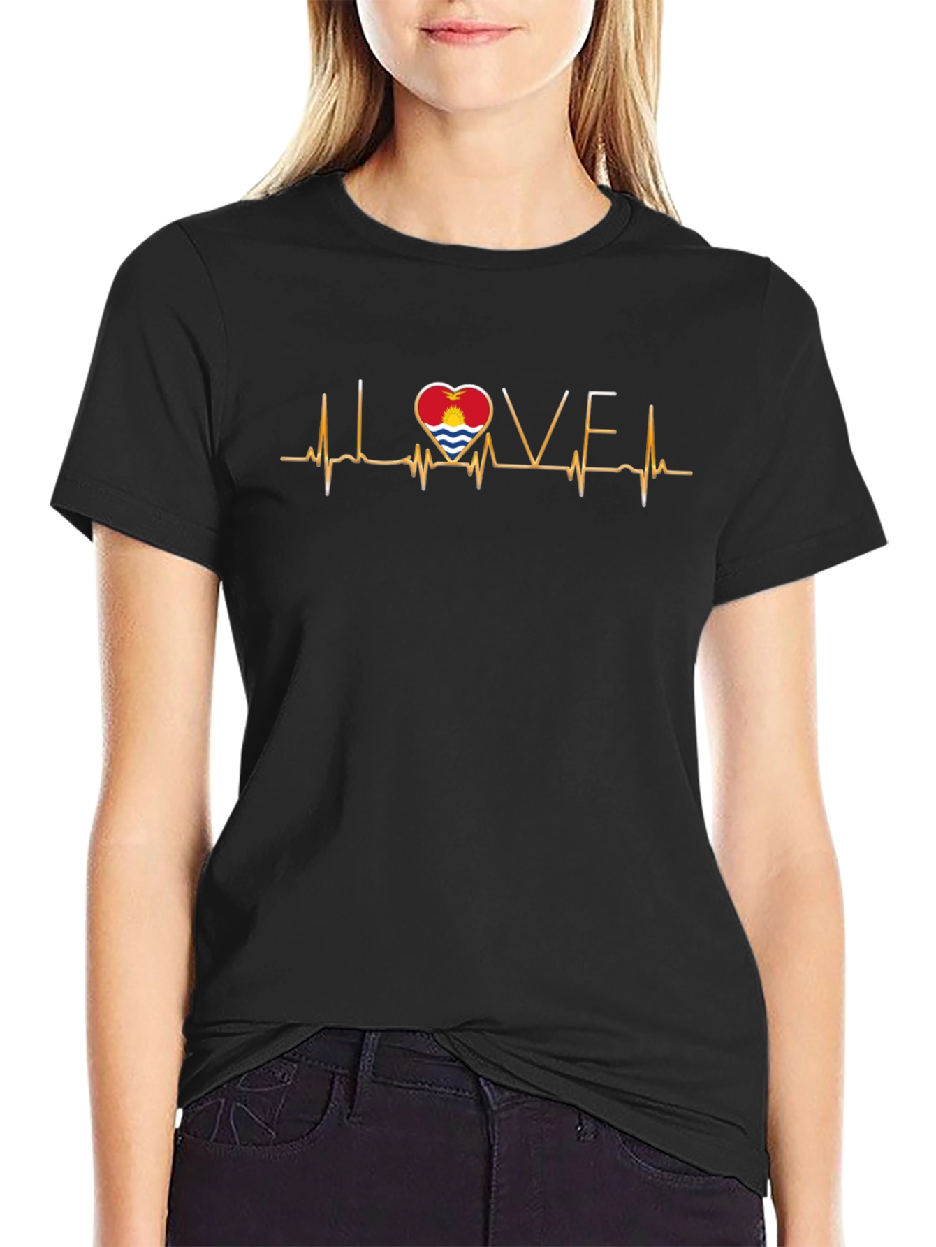 Kiribati Flag Heartbeat T-Shirt - I Love Kiribati