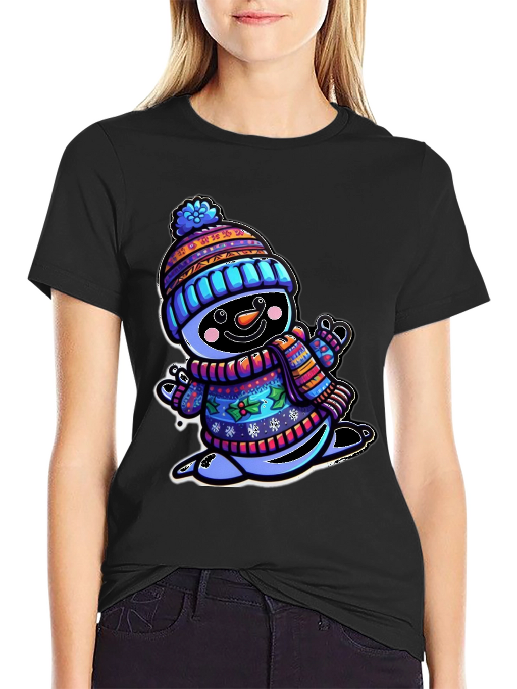 Snowman Graphic Tee - Winter Holiday Cartoon Shirt