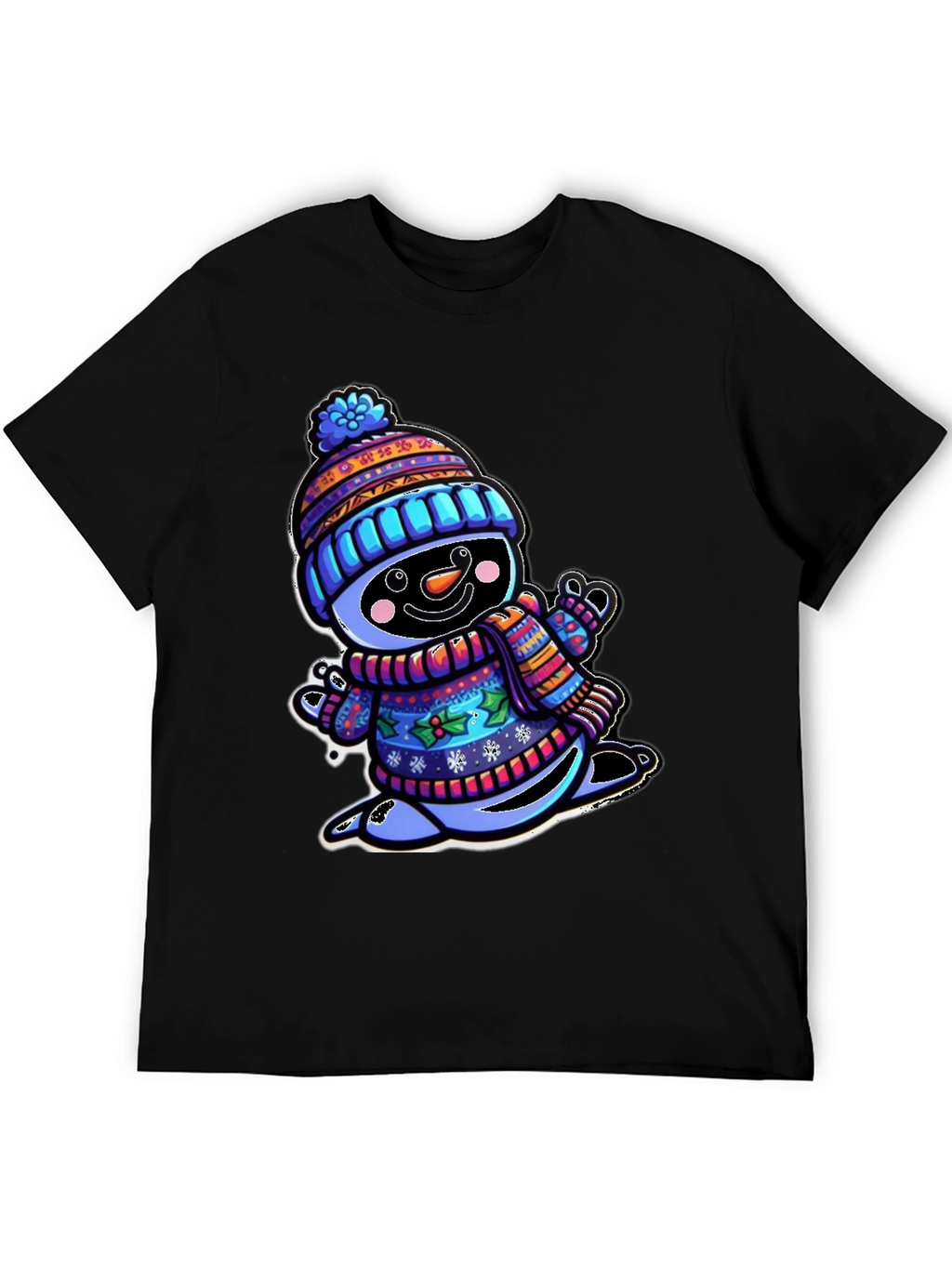 Snowman Graphic Tee - Winter Holiday Cartoon Shirt