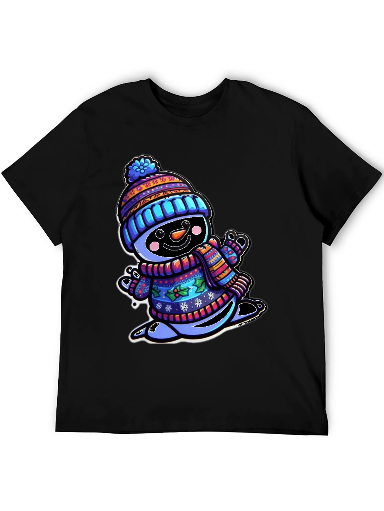 Snowman Graphic Tee - Winter Holiday Cartoon Shirt