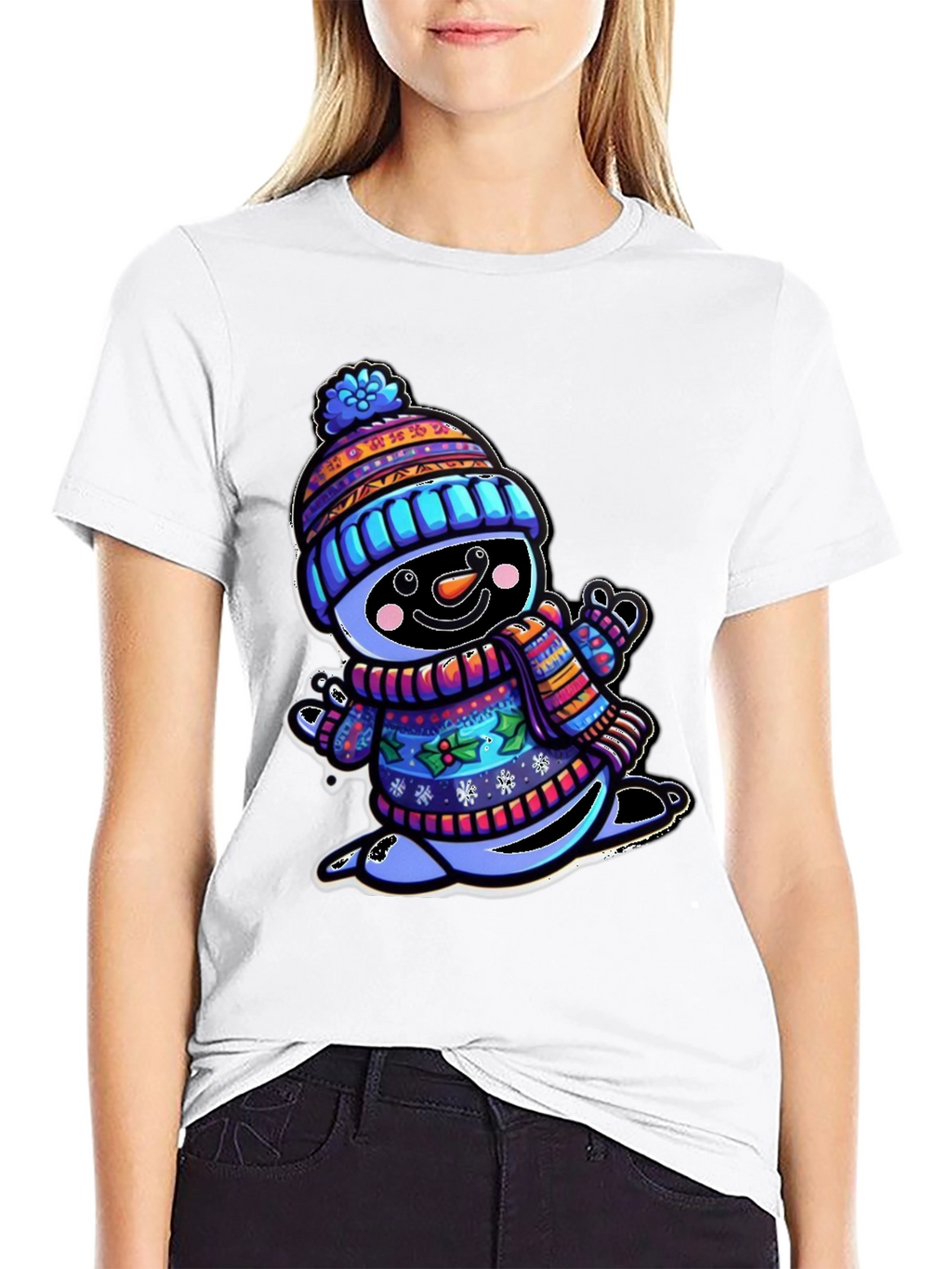 Snowman Graphic Tee - Winter Holiday Cartoon Shirt
