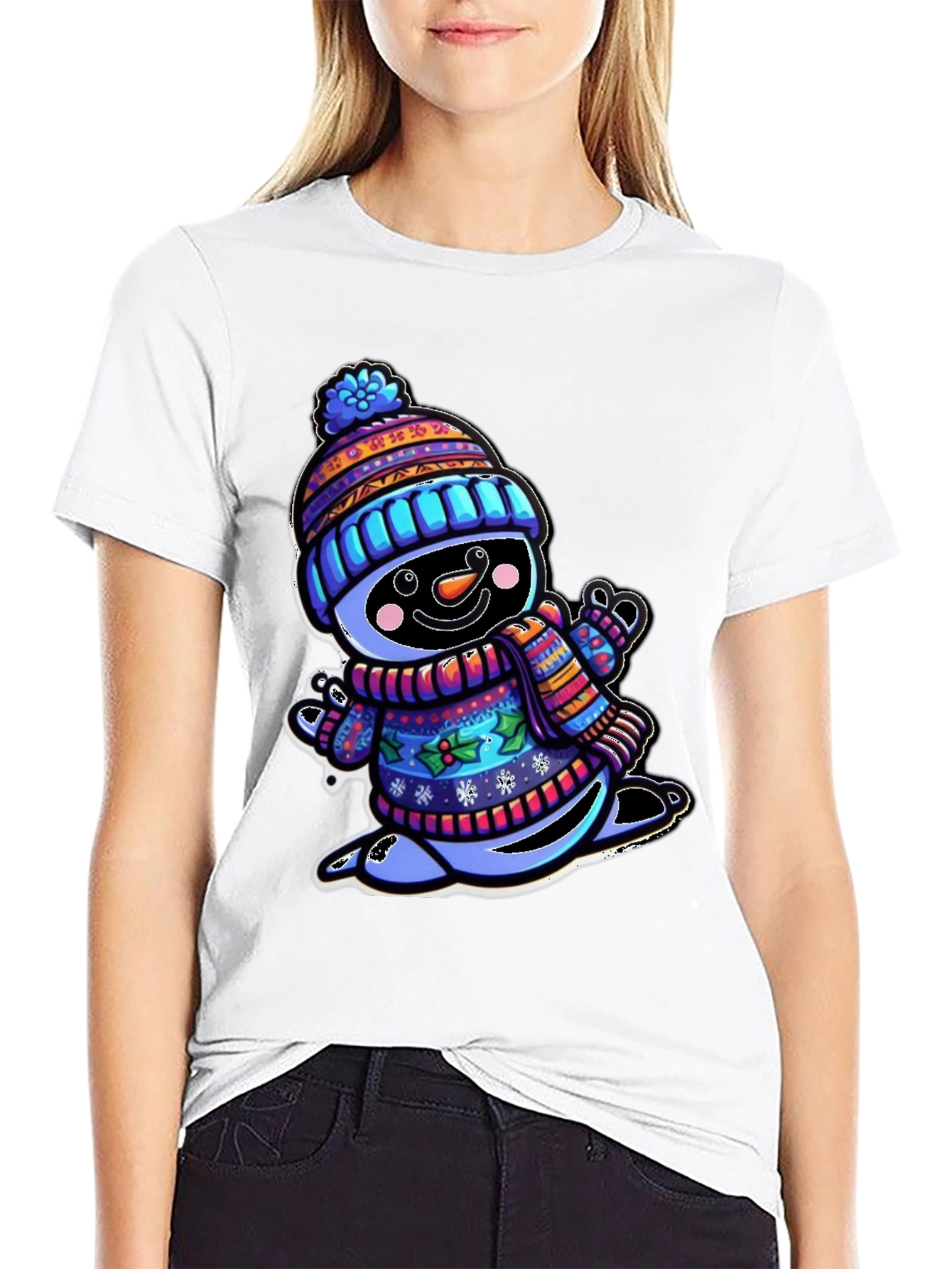 Snowman Graphic Tee - Winter Holiday Cartoon Shirt
