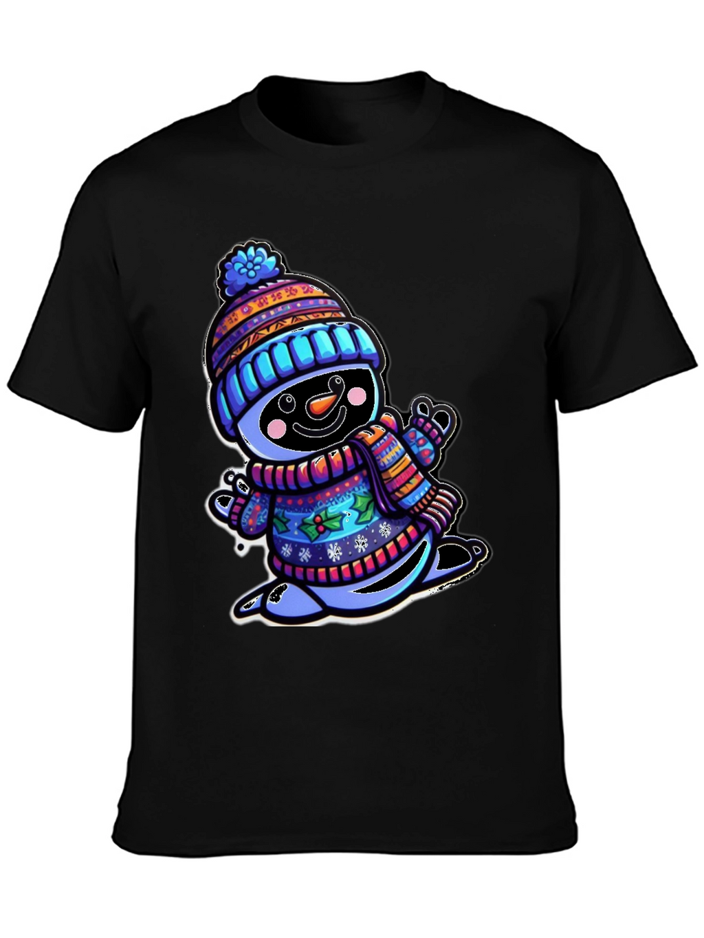 Snowman Graphic Tee - Winter Holiday Cartoon Shirt