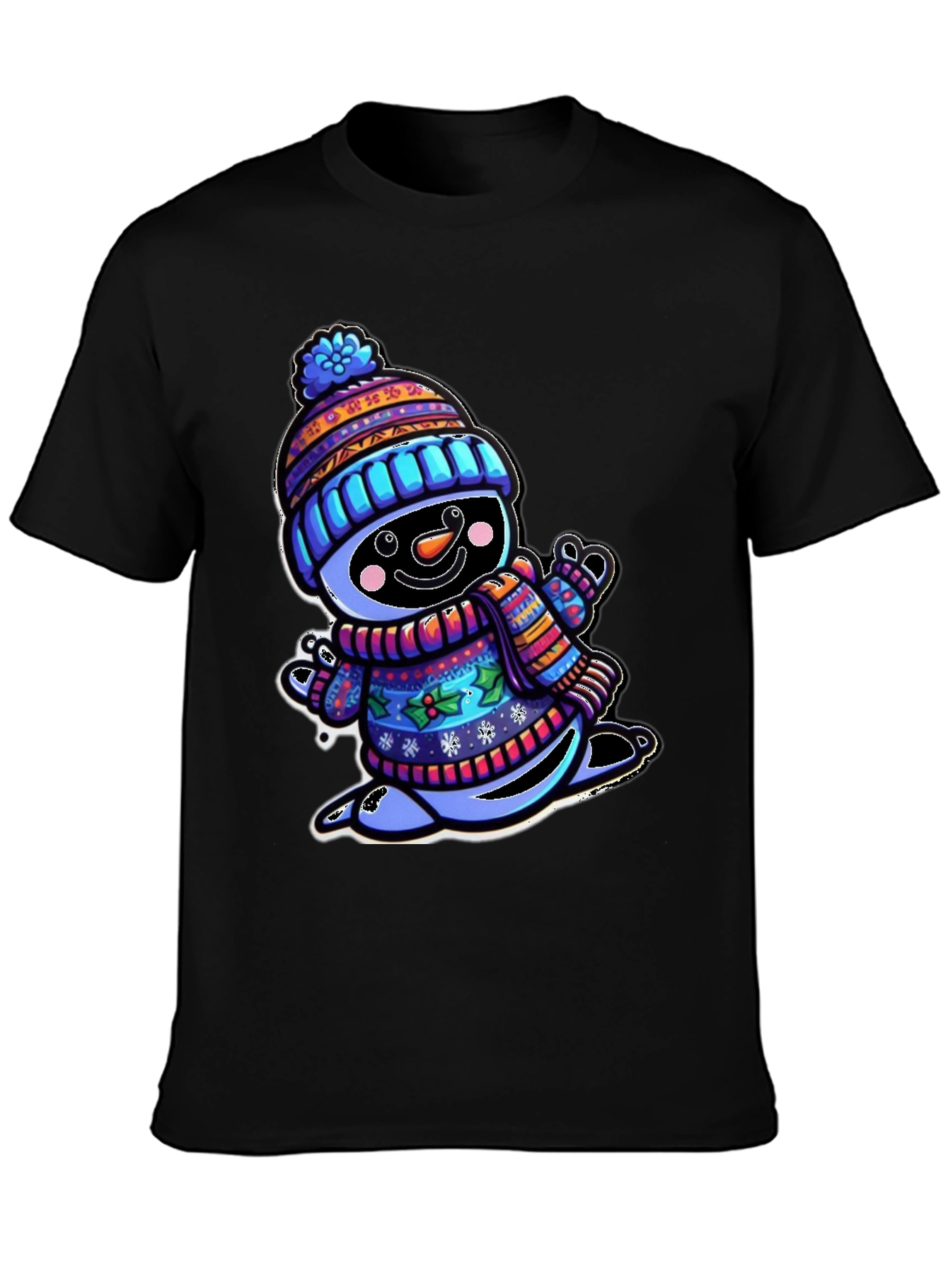 Snowman Graphic Tee - Winter Holiday Cartoon Shirt