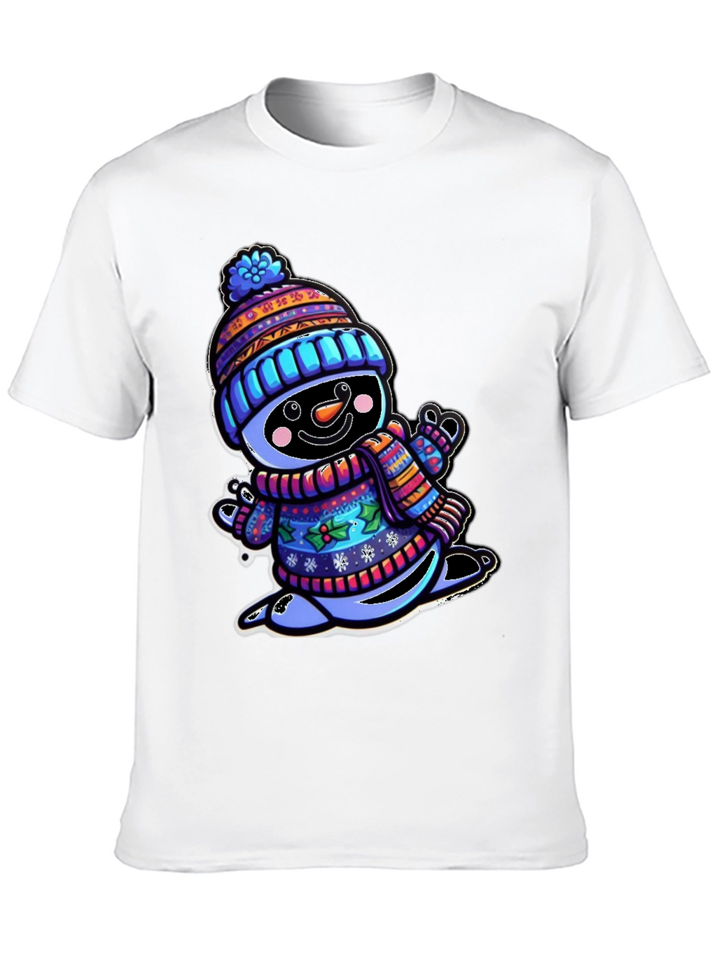 Snowman Graphic Tee - Winter Holiday Cartoon Shirt