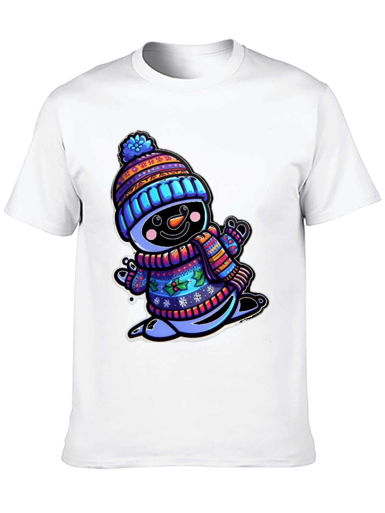 Snowman Graphic Tee - Winter Holiday Cartoon Shirt