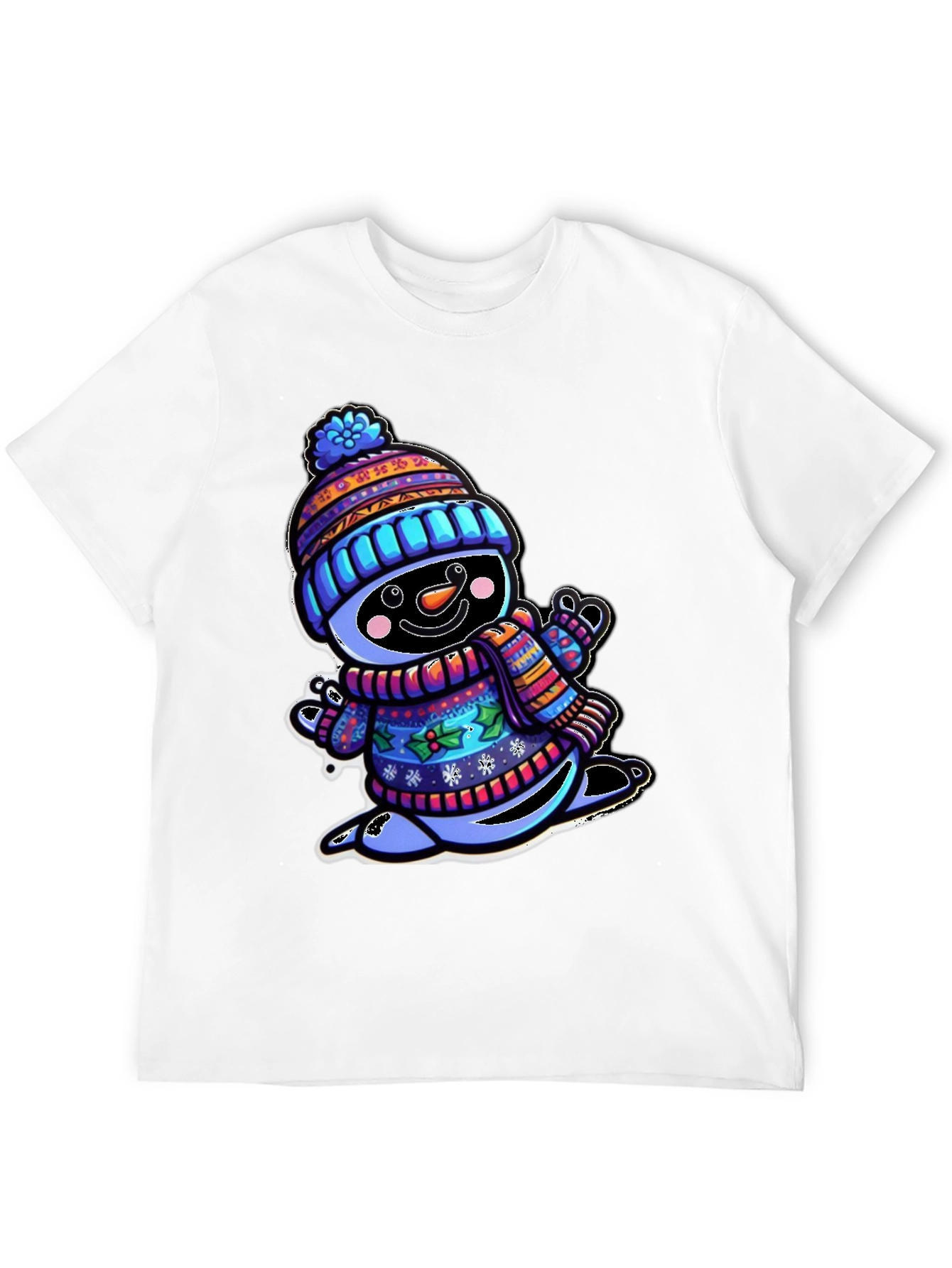 Snowman Graphic Tee - Winter Holiday Cartoon Shirt