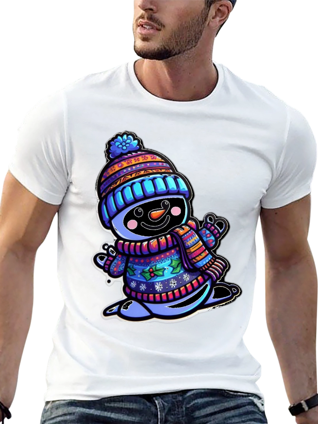 Snowman Graphic Tee - Winter Holiday Cartoon Shirt
