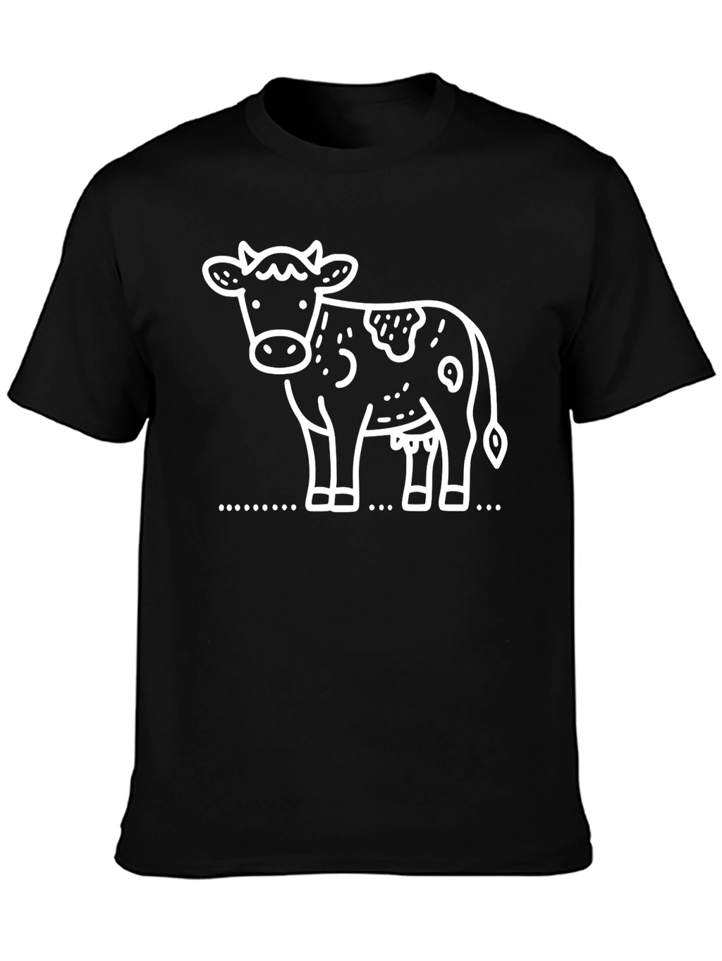 Cow Graphic Tee - Black Cotton T-Shirt
