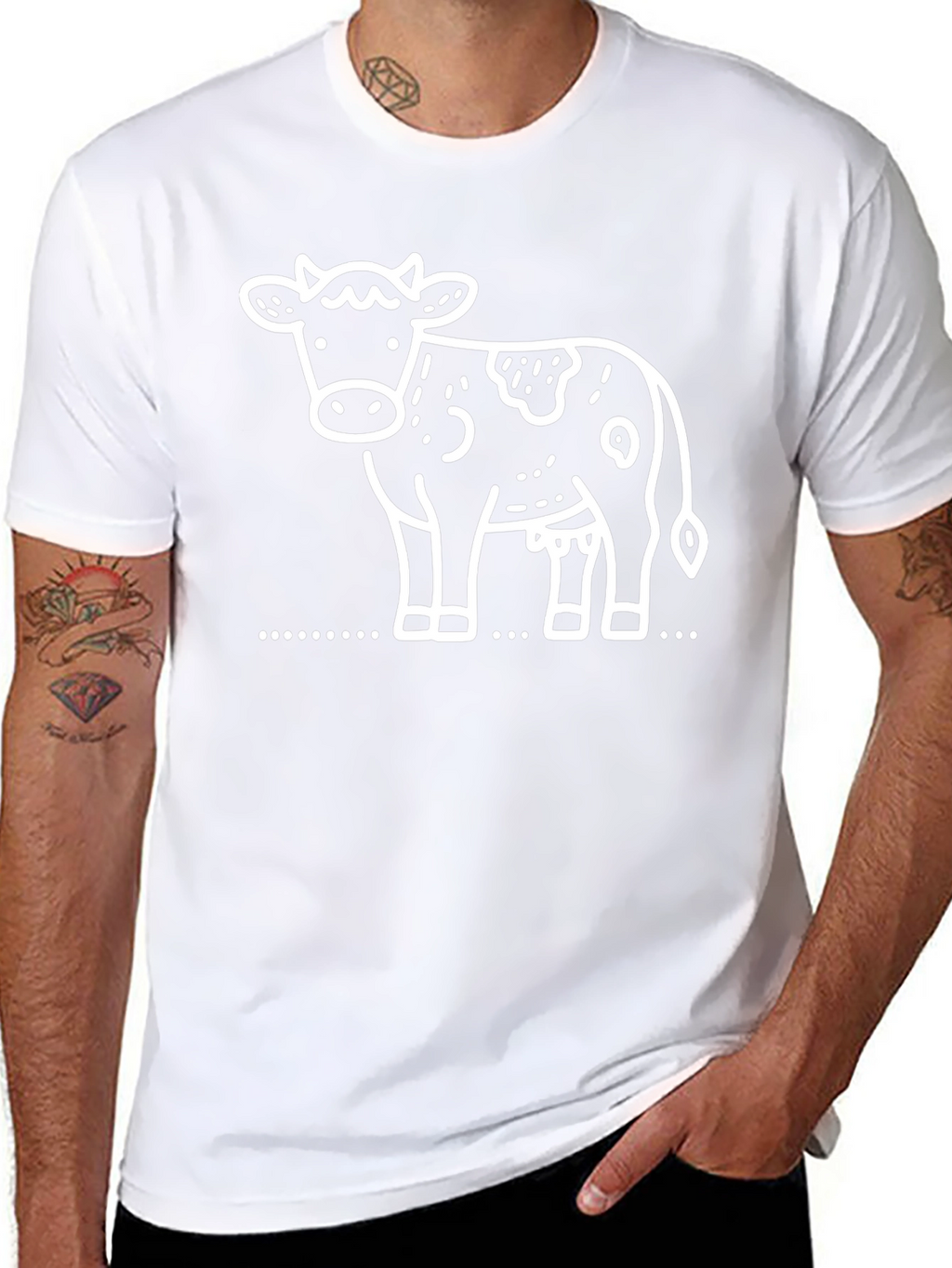 Cow Graphic Tee - Black Cotton T-Shirt