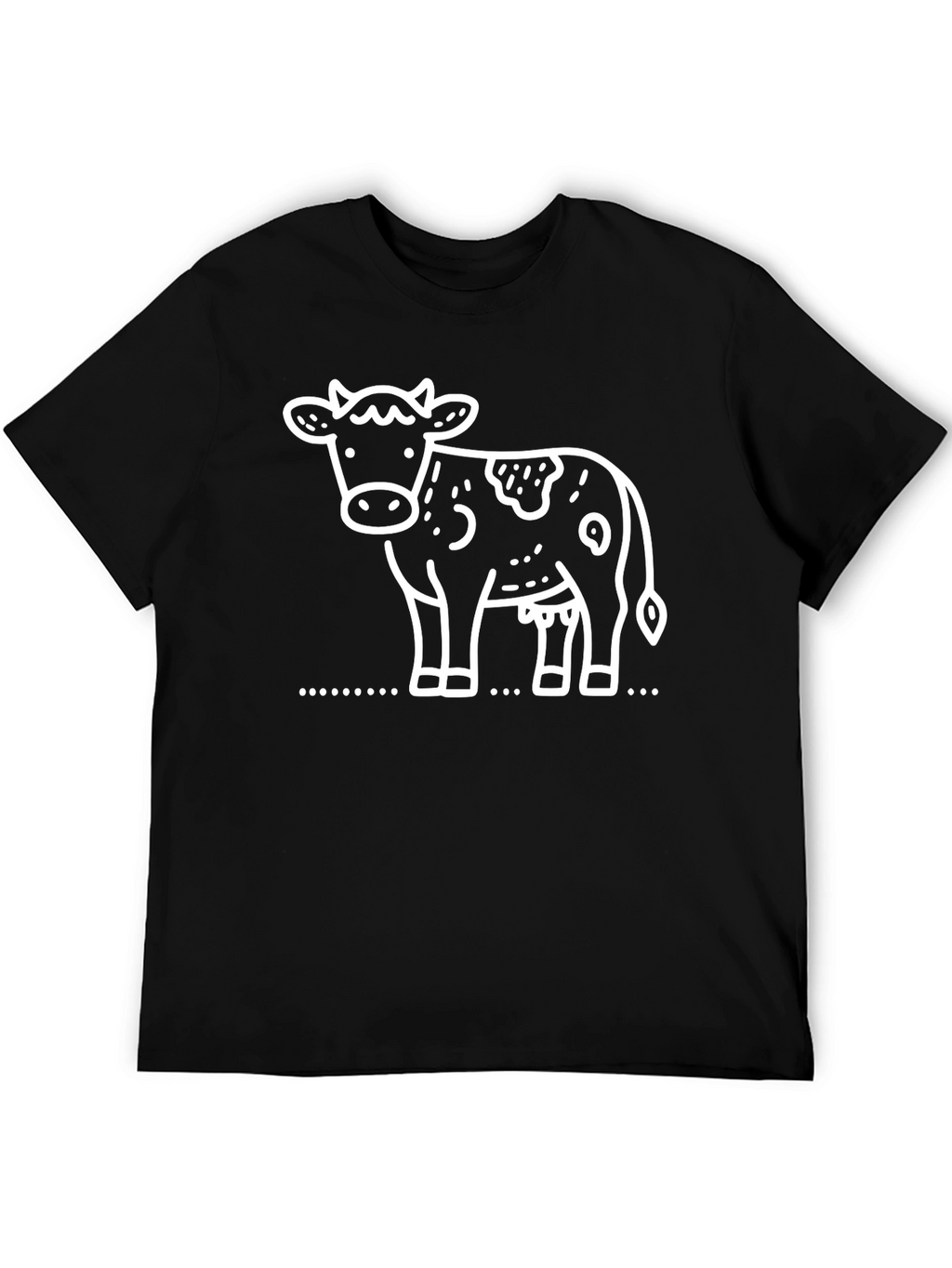 Cow Graphic Tee - Black Cotton T-Shirt