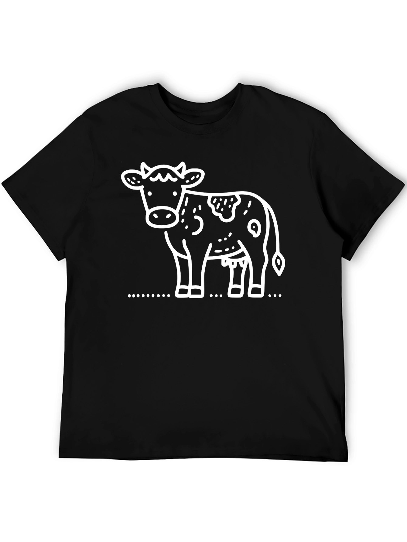 Cow Graphic Tee - Black Cotton T-Shirt