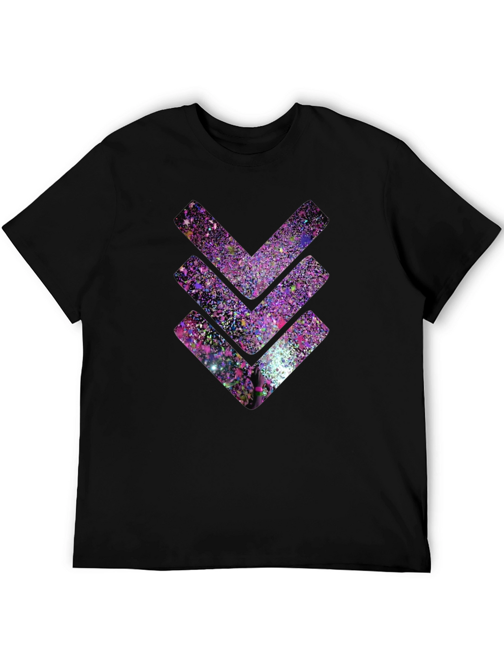 Cosmic Chevron Graphic Tee - Black Cotton T-Shirt