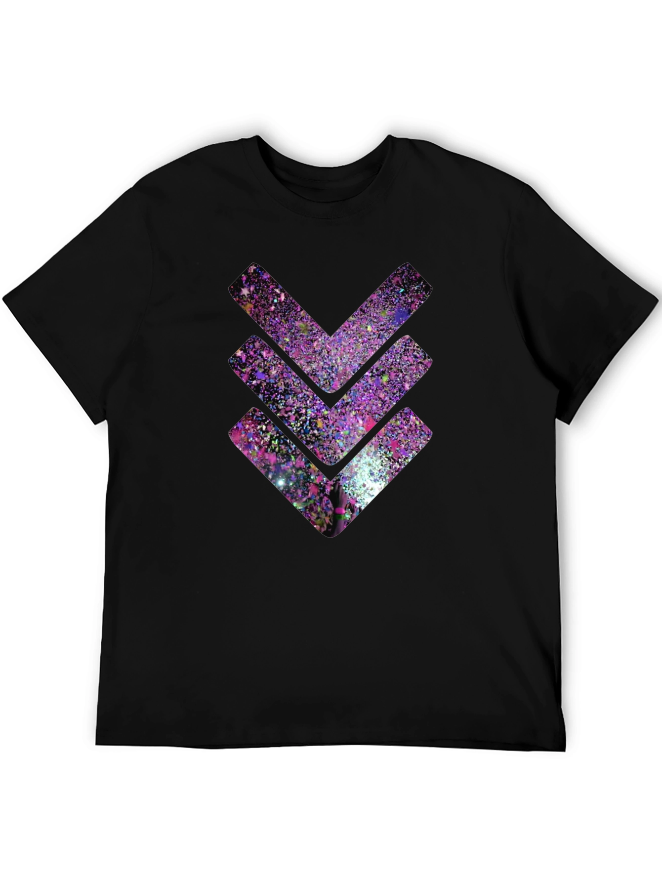 Cosmic Chevron Graphic Tee - Black Cotton T-Shirt