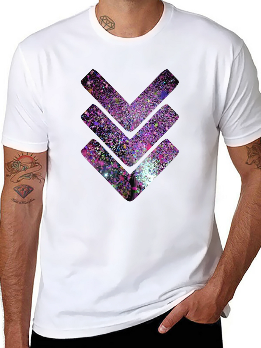 Cosmic Chevron Graphic Tee - Black Cotton T-Shirt