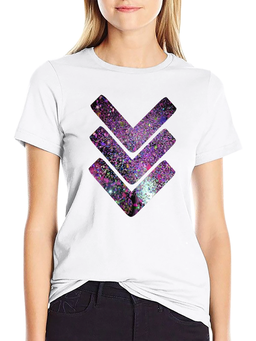 Cosmic Chevron Graphic Tee - Black Cotton T-Shirt