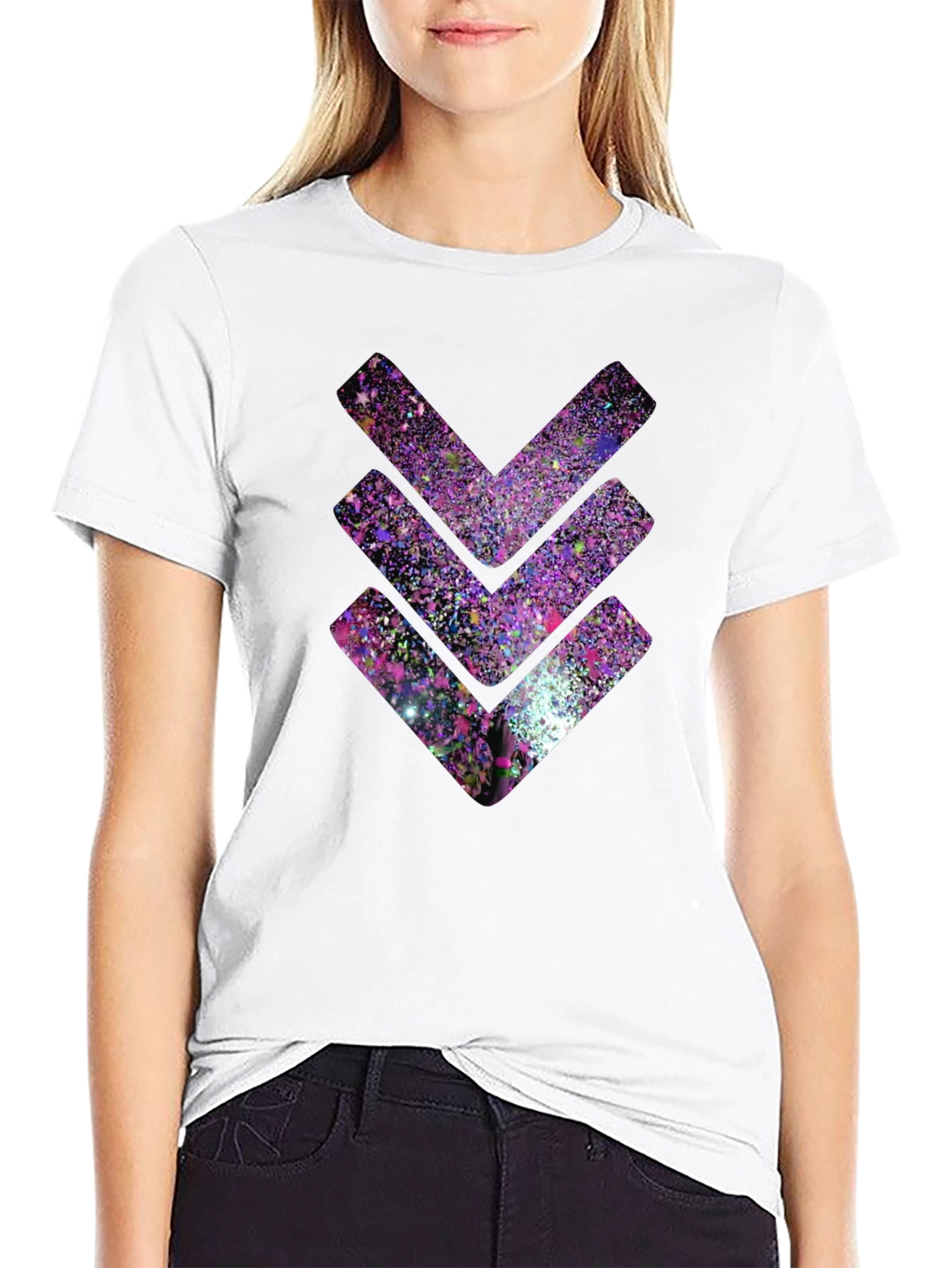 Cosmic Chevron Graphic Tee - Black Cotton T-Shirt