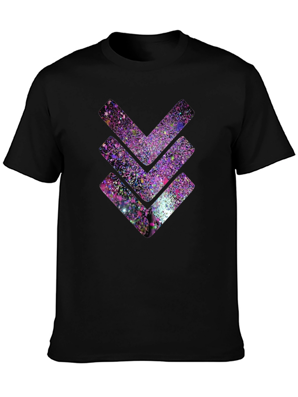 Cosmic Chevron Graphic Tee - Black Cotton T-Shirt