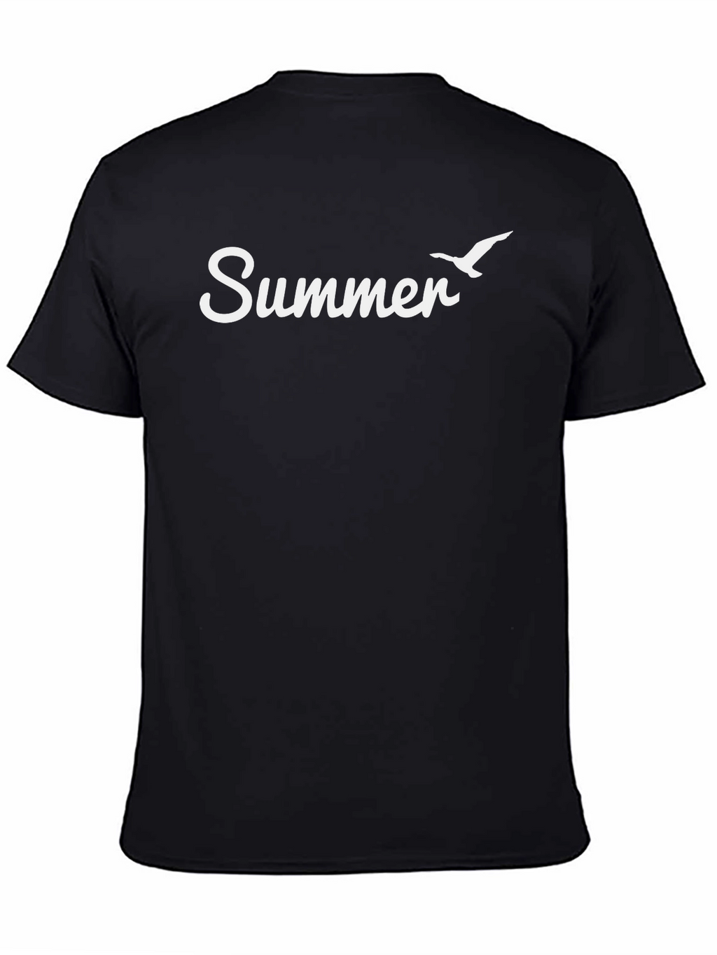 Summer T-Shirt - Black with Seagull Graphic