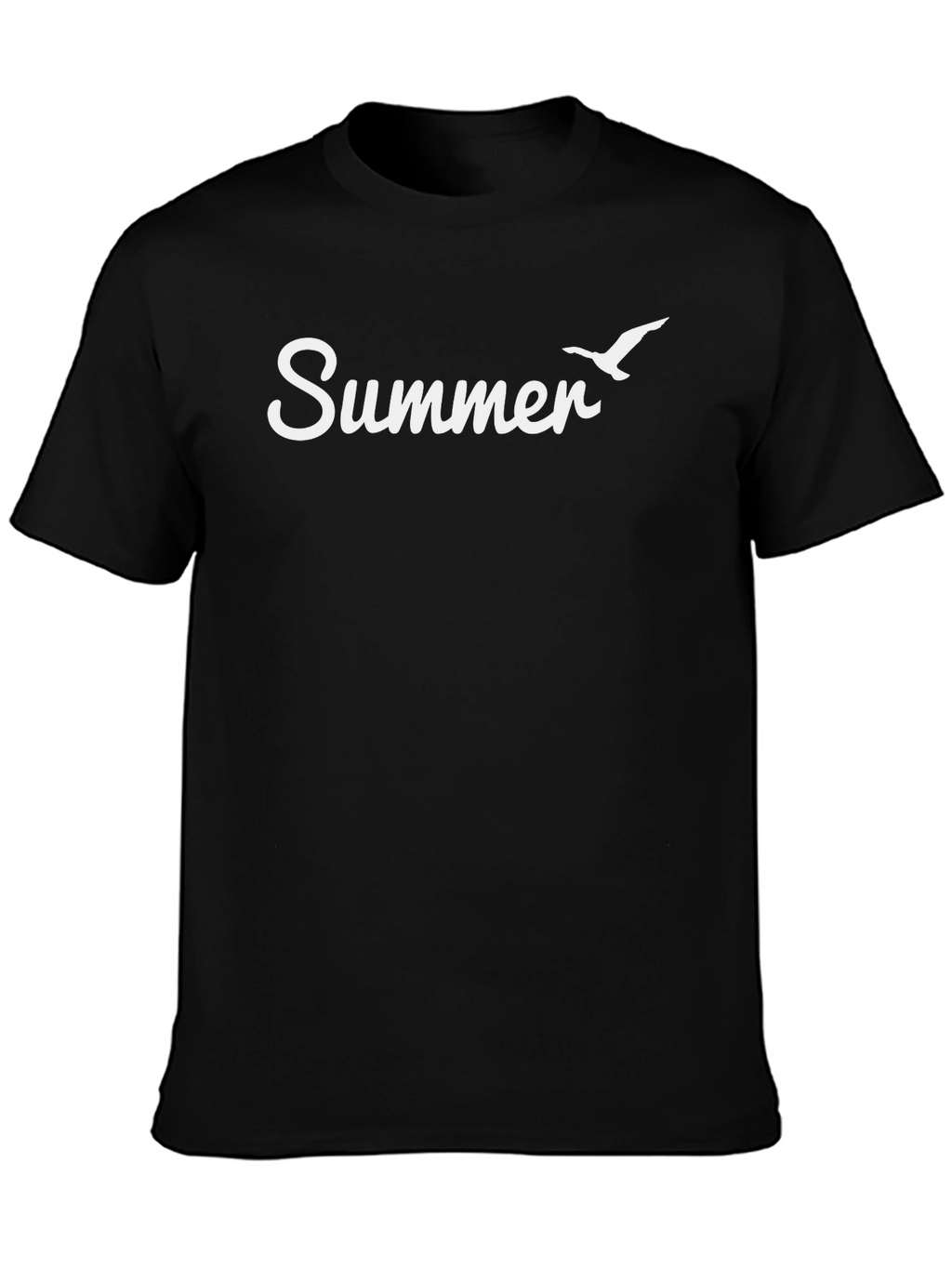 Summer T-Shirt - Black with Seagull Graphic