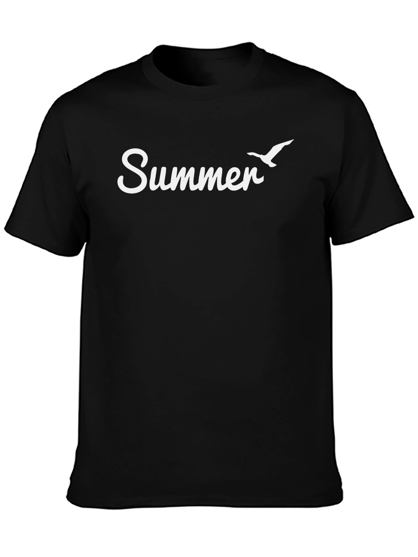 Summer T-Shirt - Black with Seagull Graphic