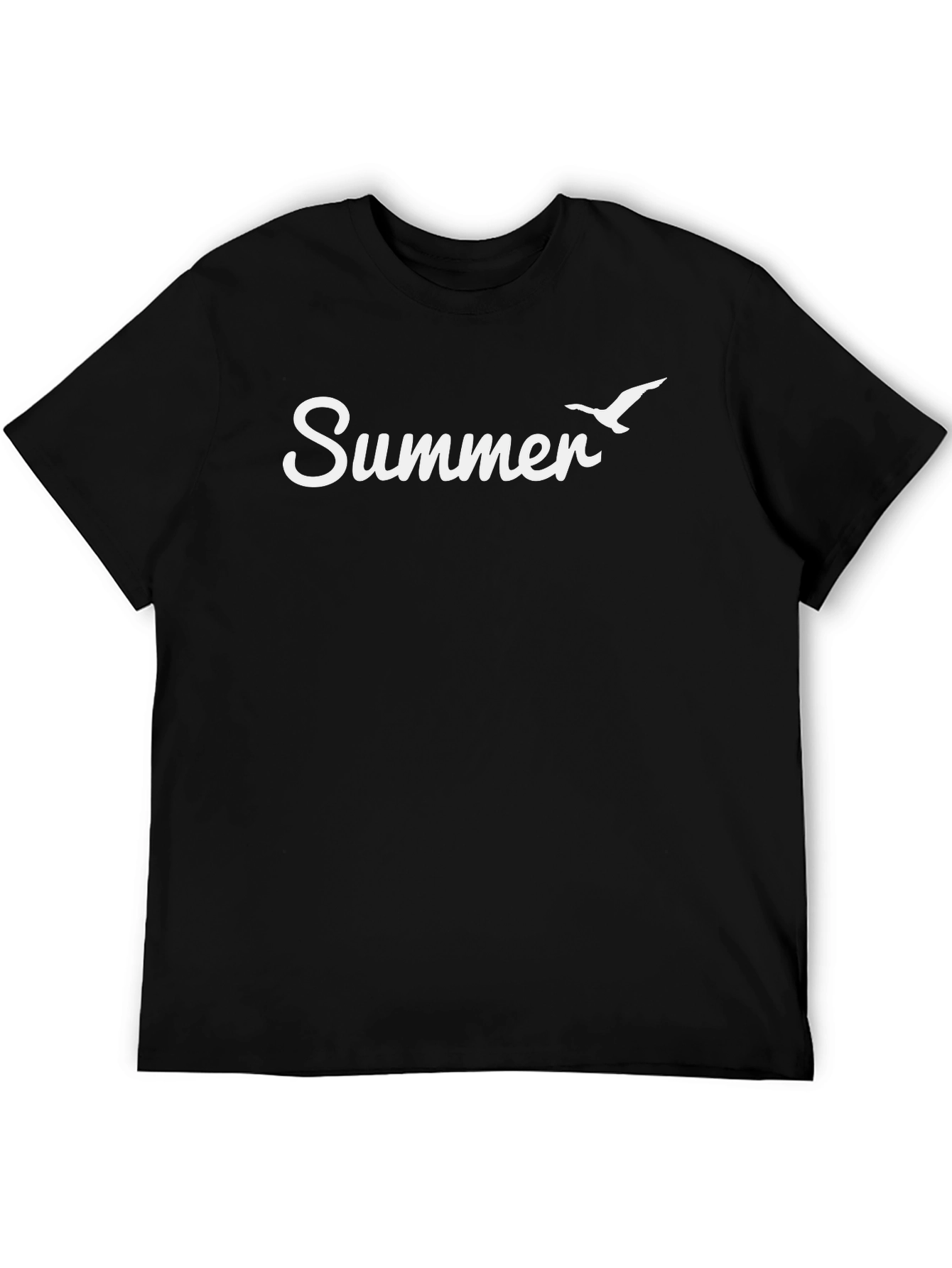 Summer T-Shirt - Black with Seagull Graphic