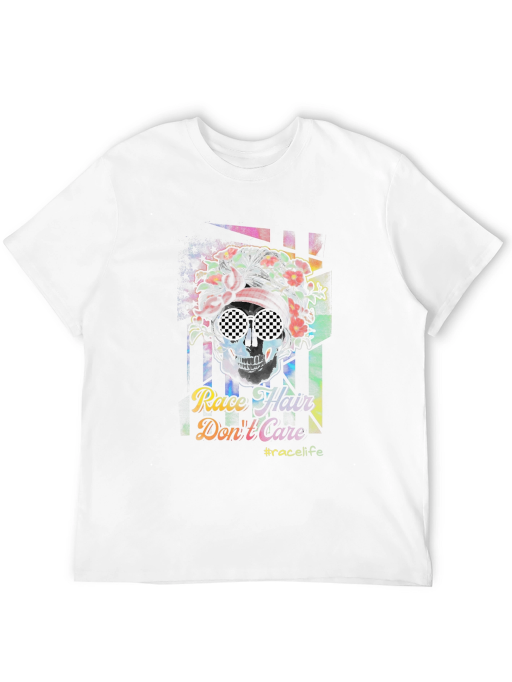 Race Hair Dont Care T-Shirt - Skull Graphic Tee