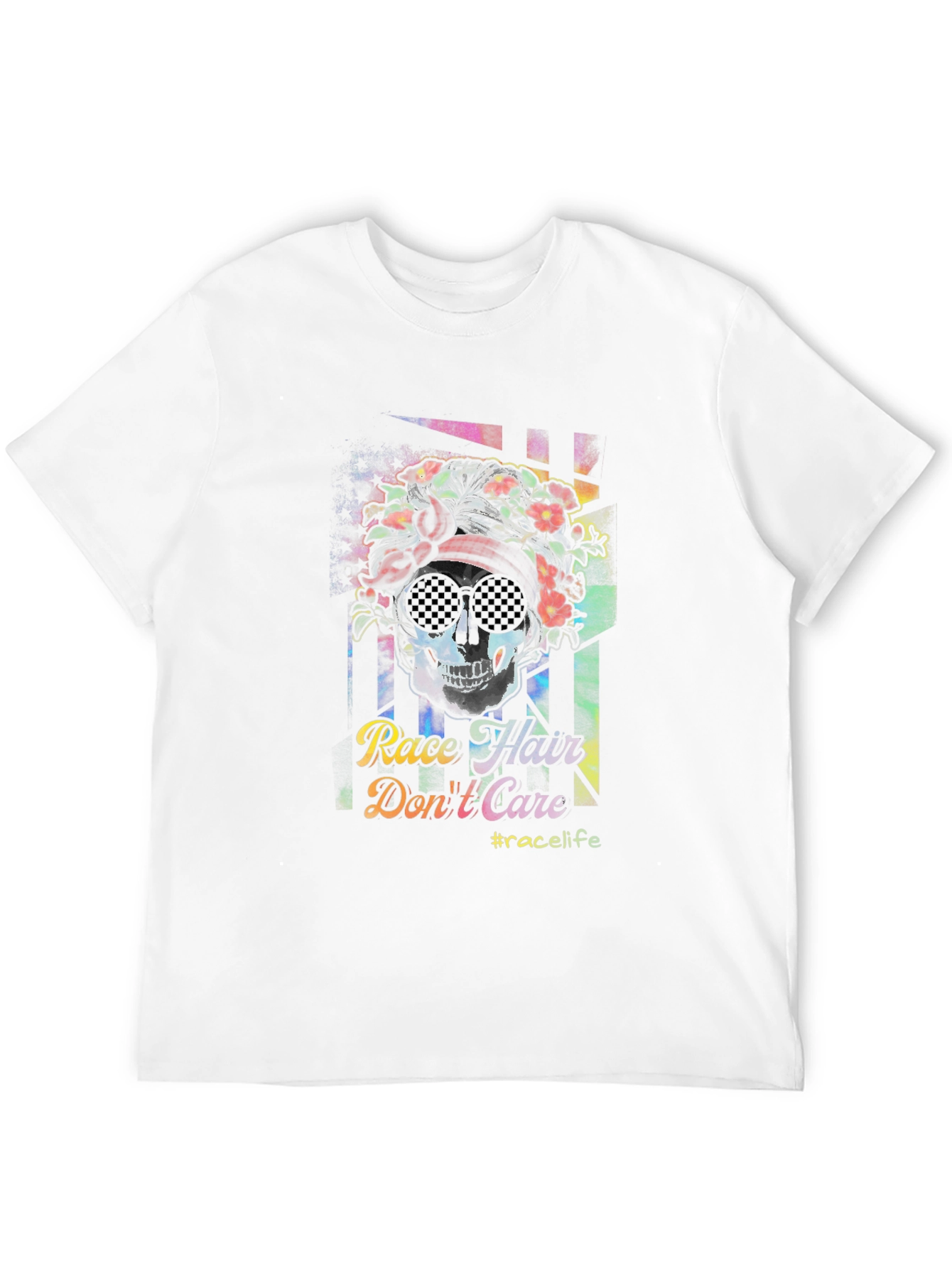 Race Hair Dont Care T-Shirt - Skull Graphic Tee