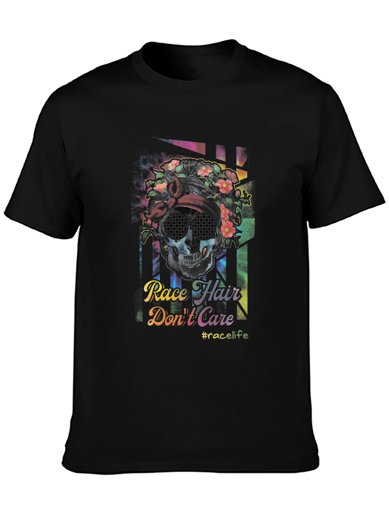 Race Hair Dont Care T-Shirt - Skull Graphic Tee