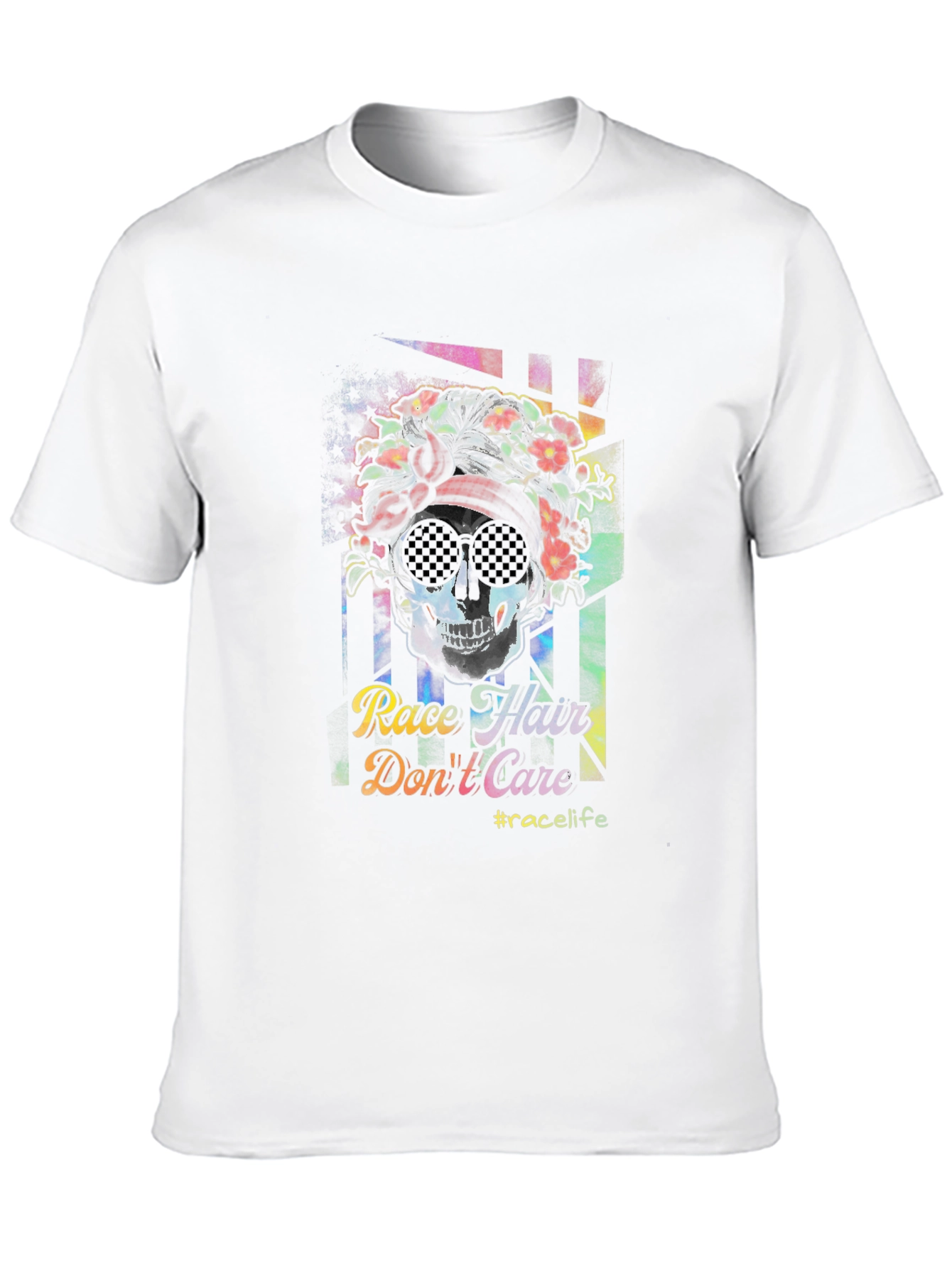 Race Hair Dont Care T-Shirt - Skull Graphic Tee