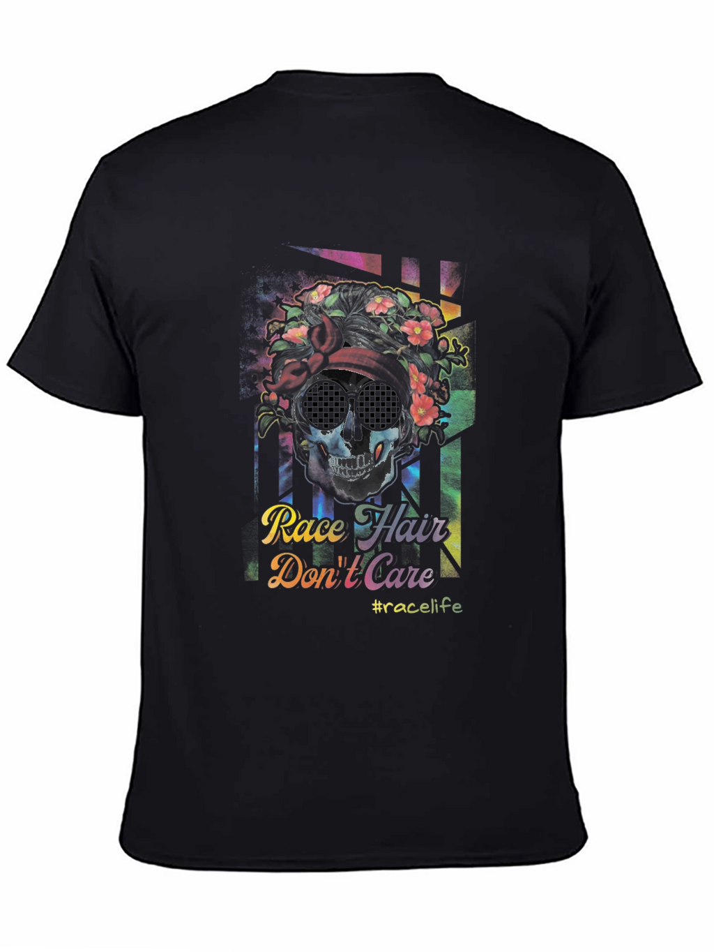 Race Hair Dont Care T-Shirt - Skull Graphic Tee