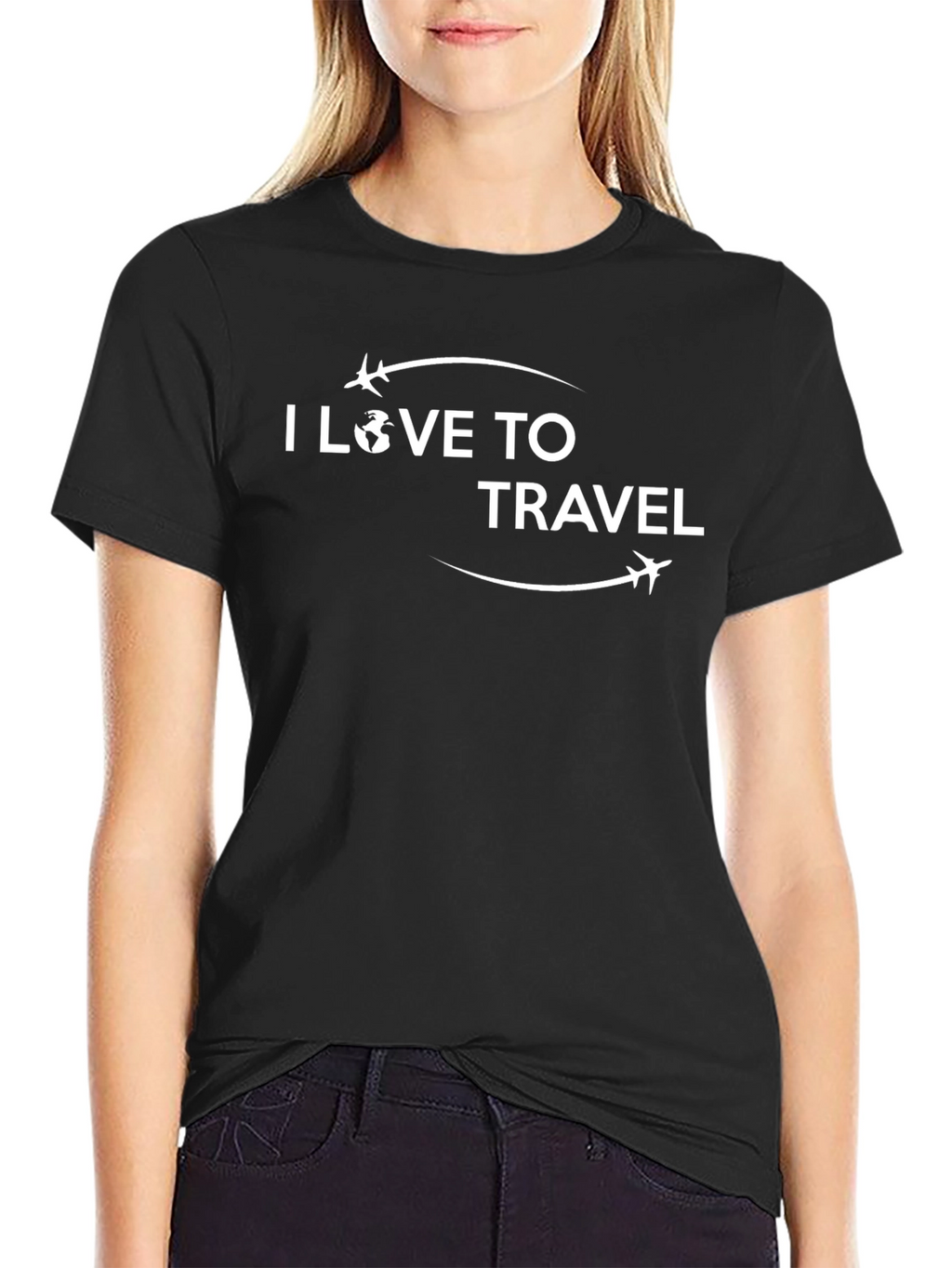 I Love To Travel Black Graphic T-Shirt