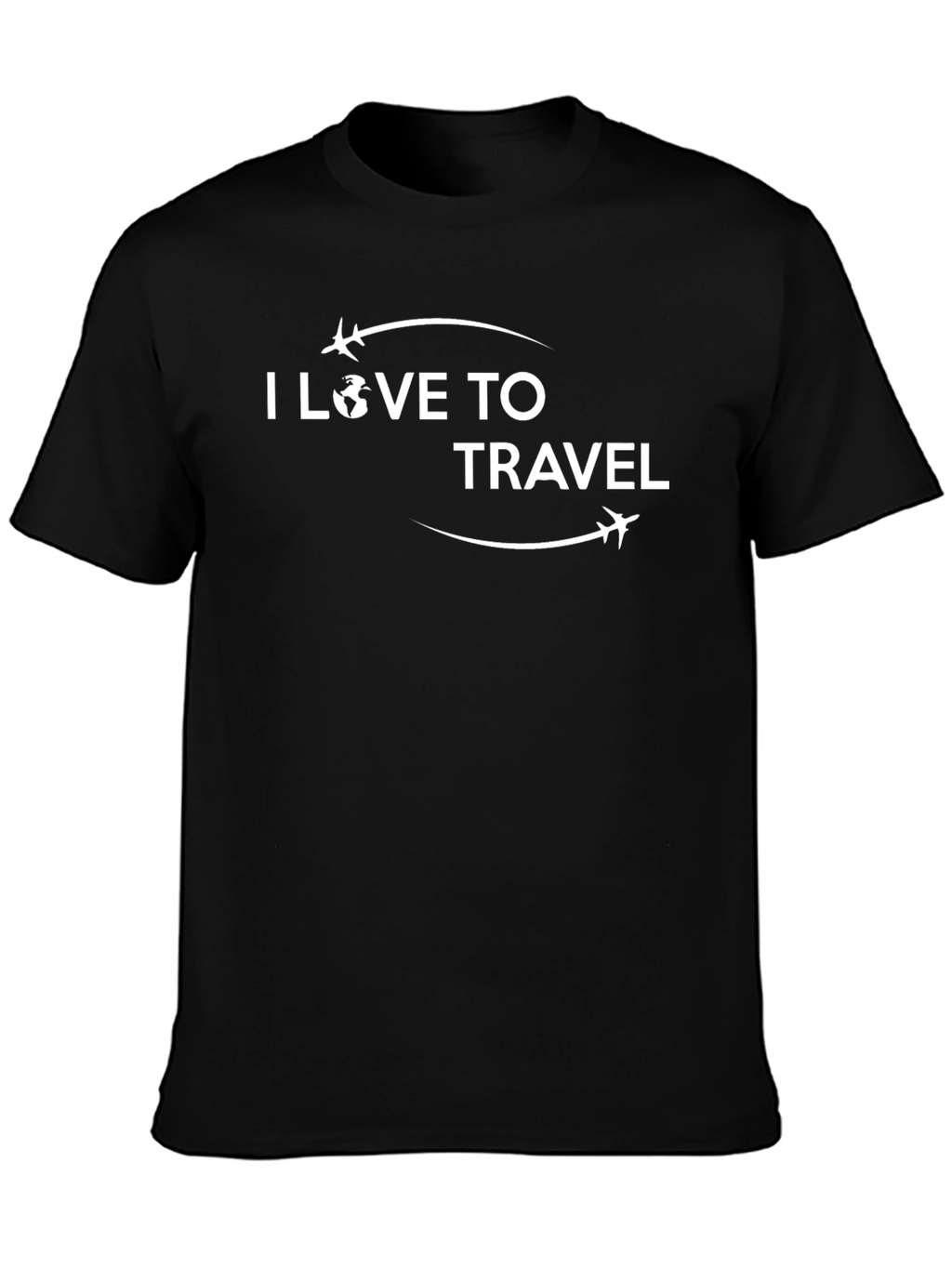I Love To Travel Black Graphic T-Shirt
