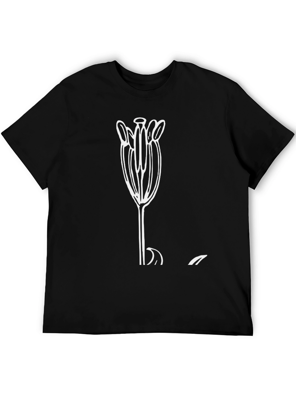 Minimalist Floral Graphic Black T-Shirt