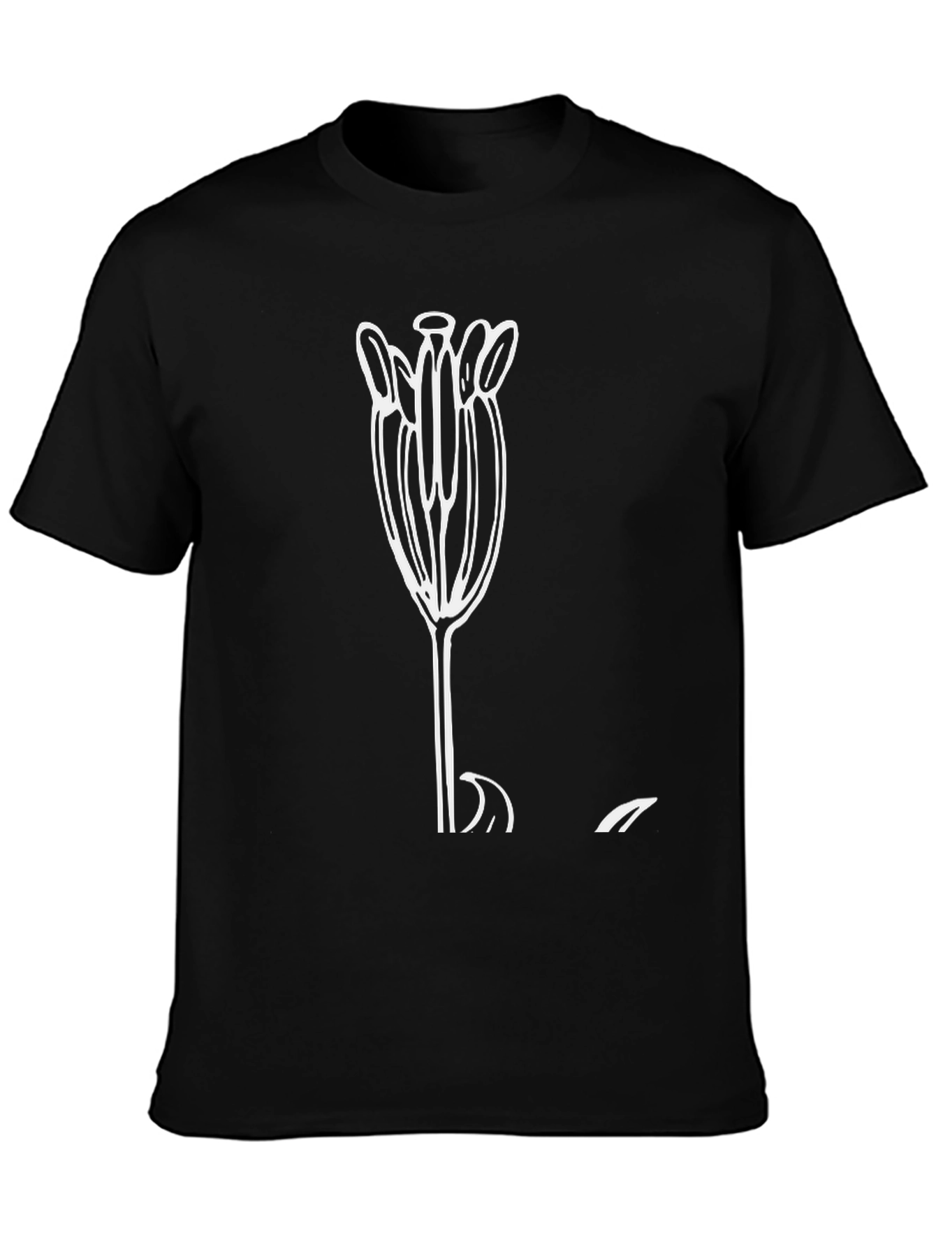 Minimalist Floral Graphic Black T-Shirt