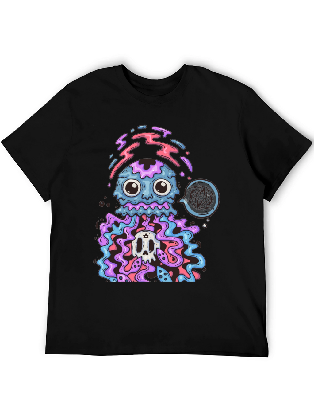 Psychedelic Jellyfish Skull Graphic T-Shirt
