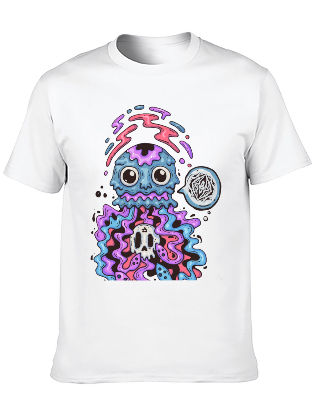 Psychedelic Jellyfish Skull Graphic T-Shirt