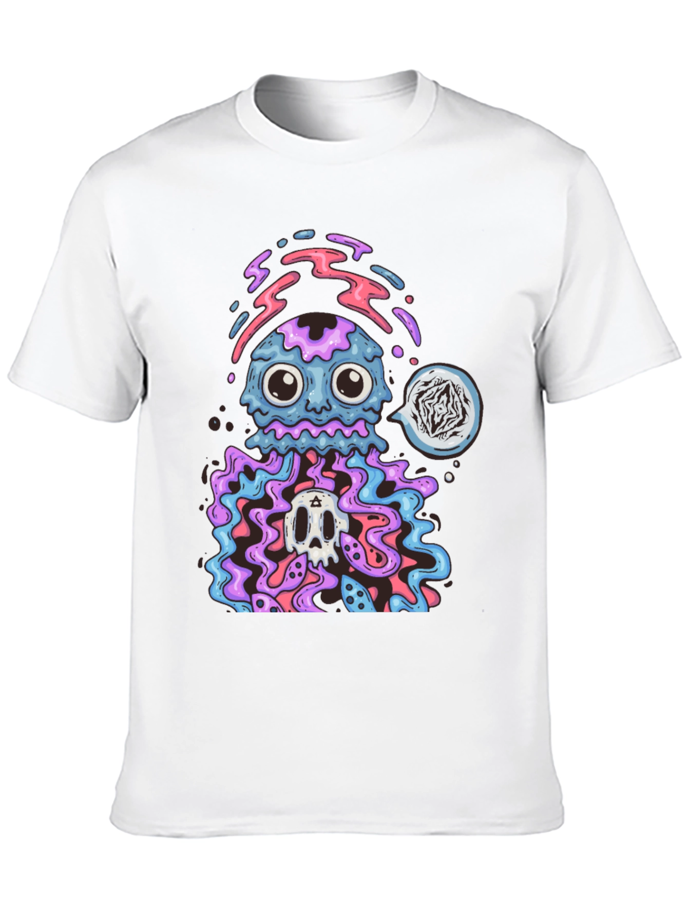 Psychedelic Jellyfish Skull Graphic T-Shirt