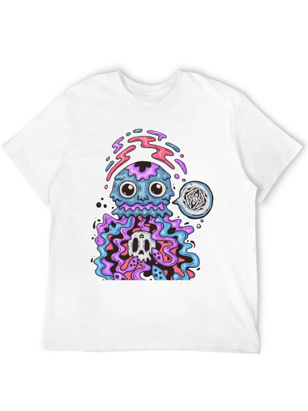 Psychedelic Jellyfish Skull Graphic T-Shirt