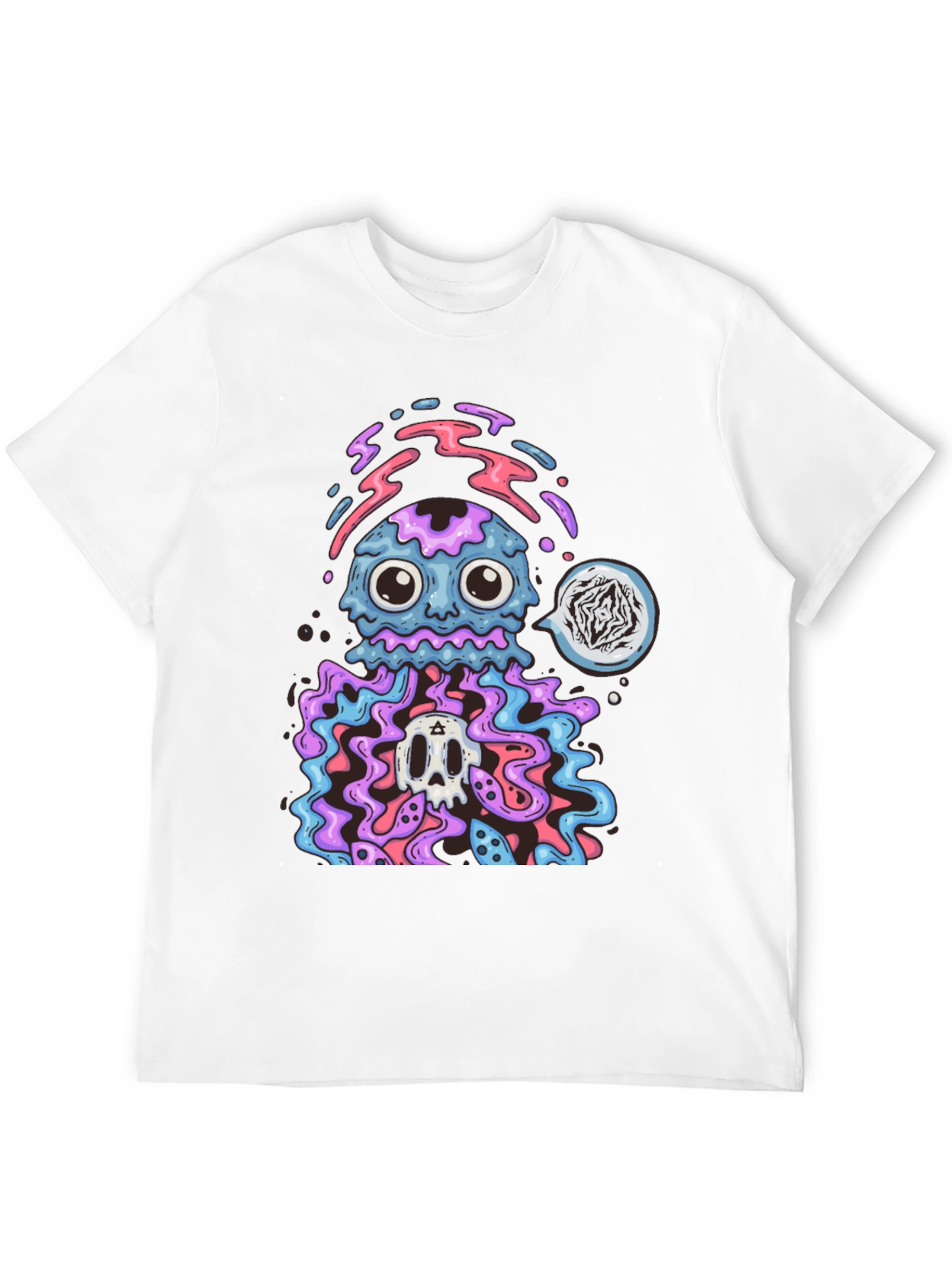 Psychedelic Jellyfish Skull Graphic T-Shirt