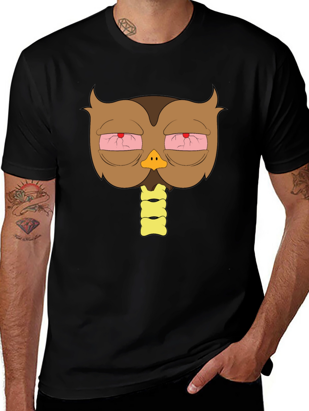 Stoned Owl Graphic T-Shirt - Casual Black Tee