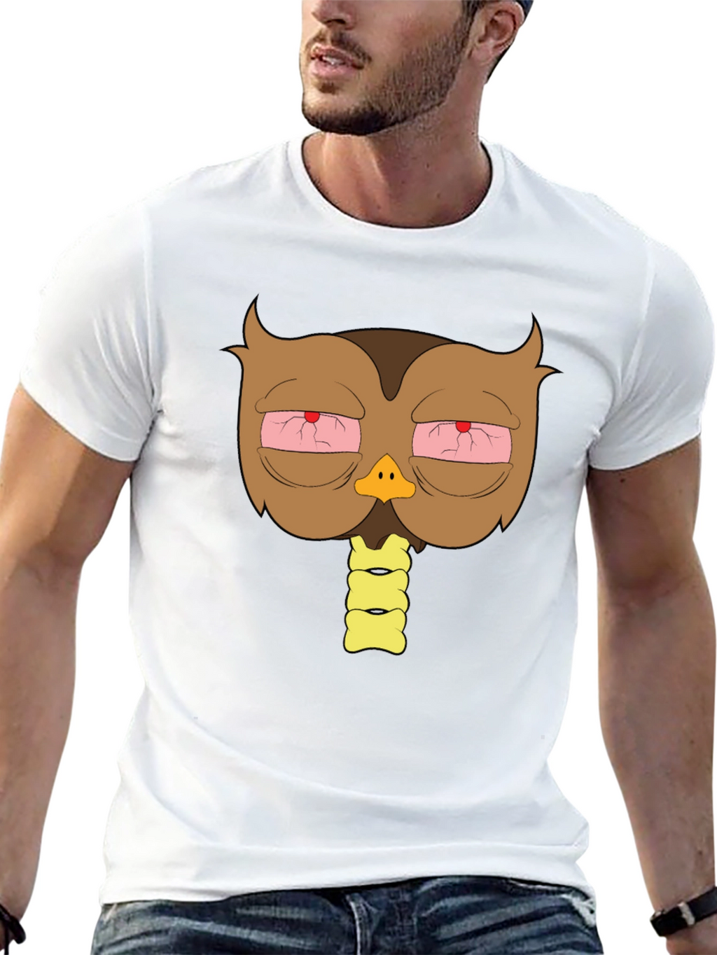 Stoned Owl Graphic T-Shirt - Casual Black Tee