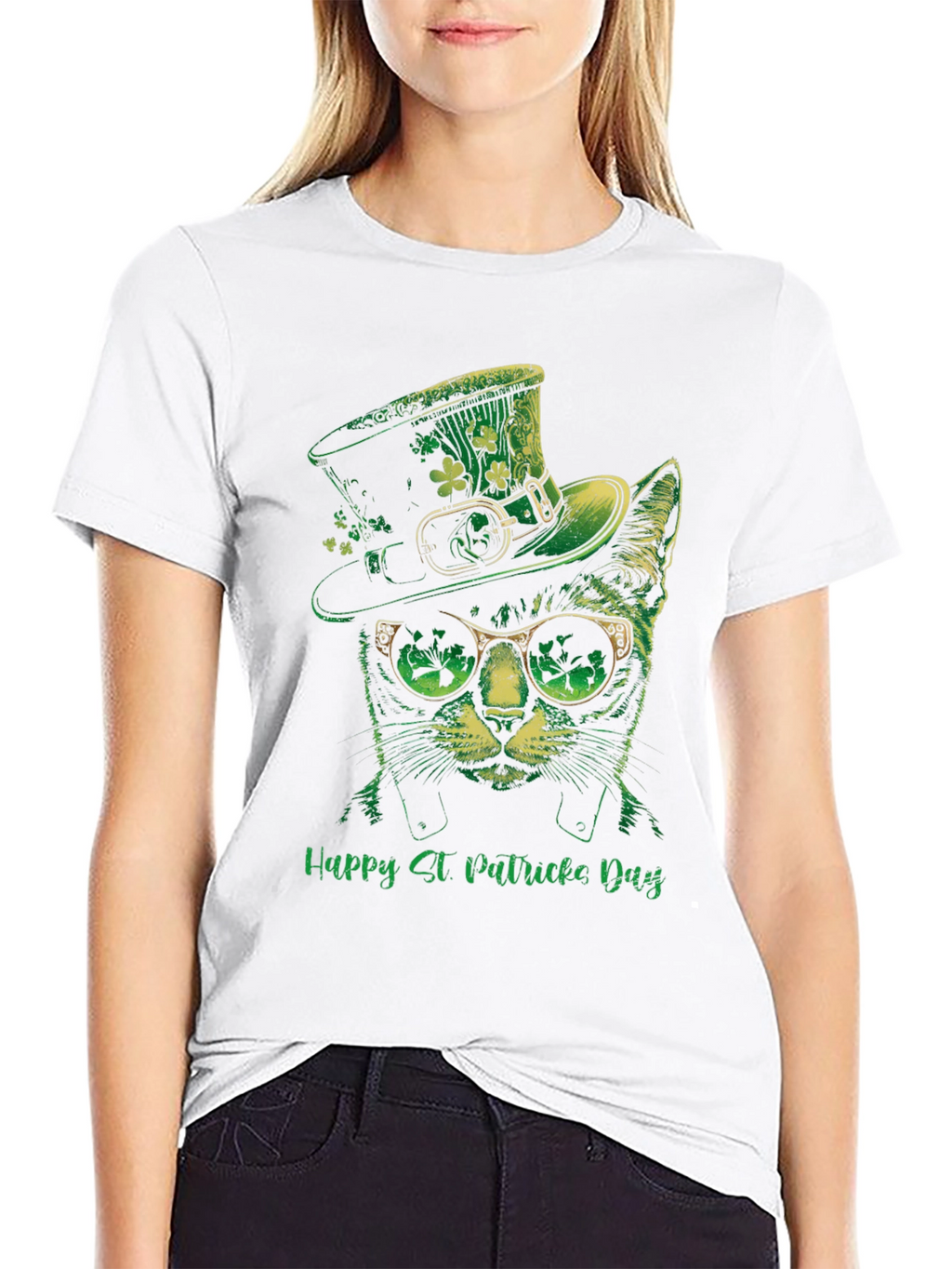 St. Patricks Day Cat T-Shirt - Lucky Green