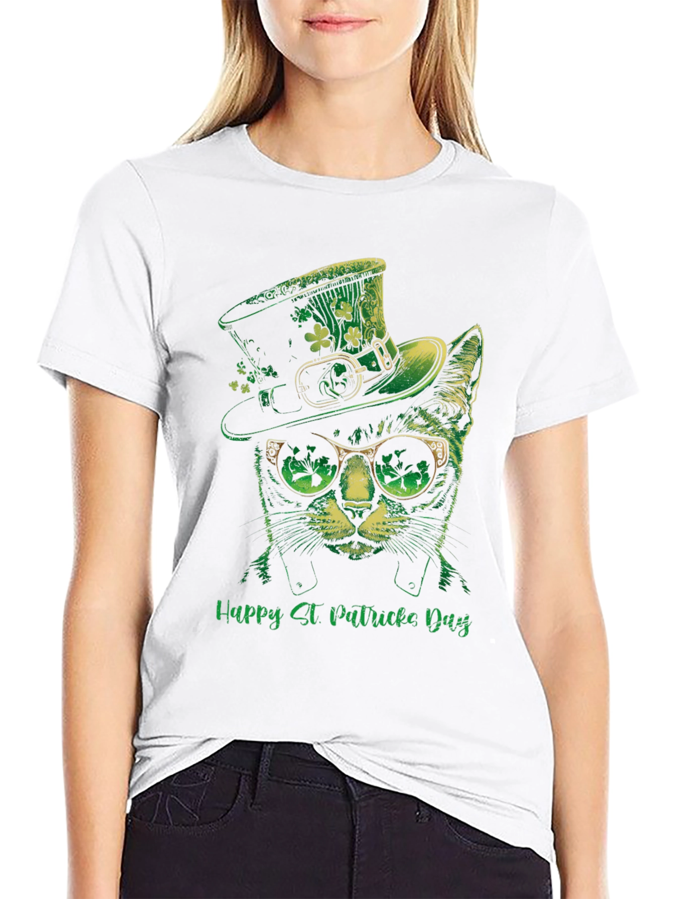 St. Patricks Day Cat T-Shirt - Lucky Green